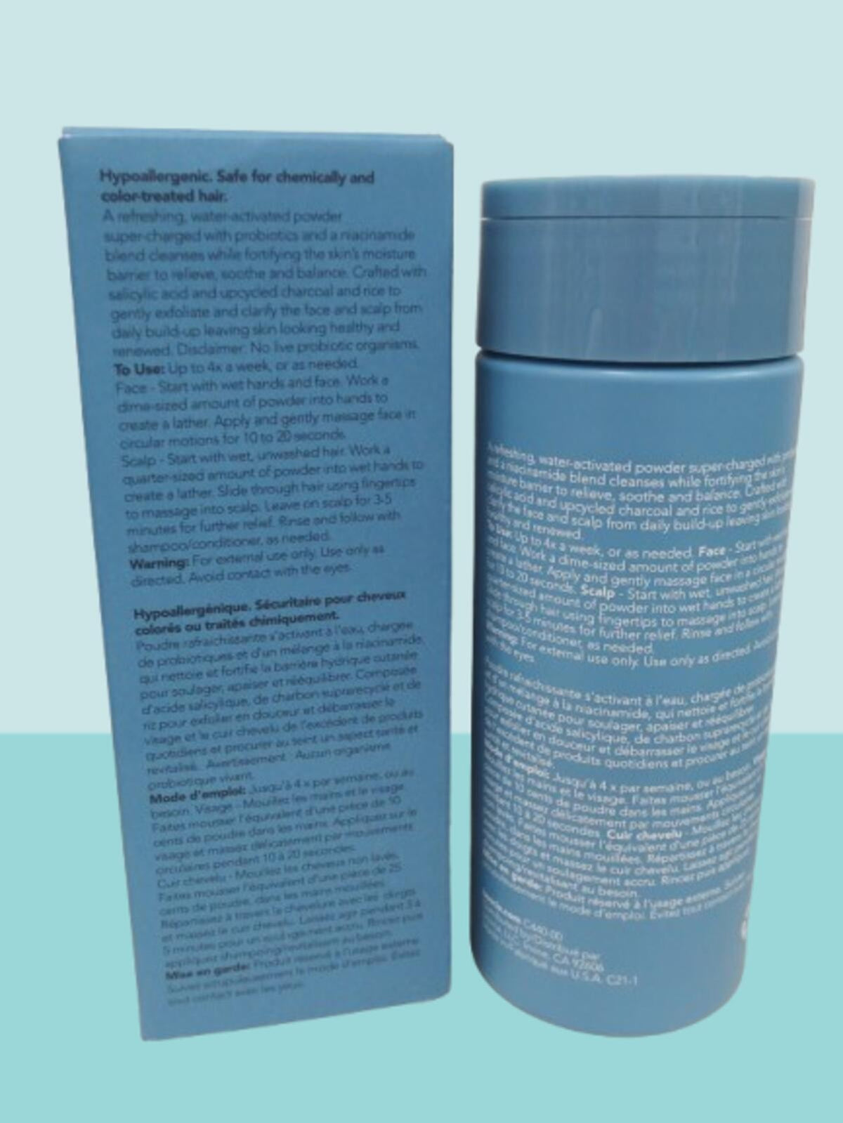 BOSCIA PROBIOTIC EXFOLIATING POWDER FACE + SCALP 2.11 OZ BOXED LOT OF