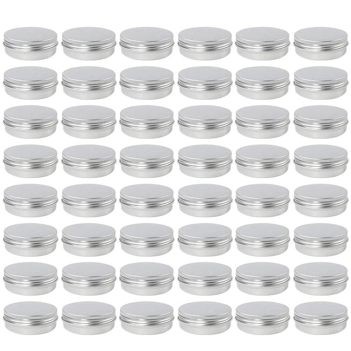 2 oz Aluminum Tin Cans with Screw Lid - 48 Pack for Salves, Spices & Candies