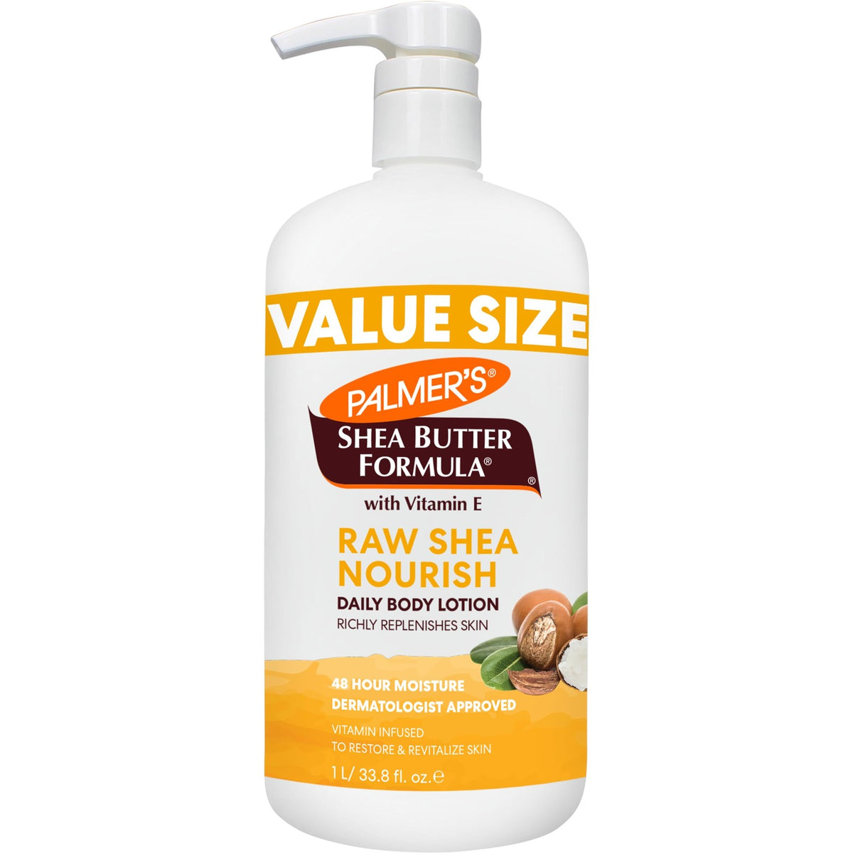 Palmer's Shea Formula Raw Body Lotion for Dry Skin with Pump, 33.8 oz
