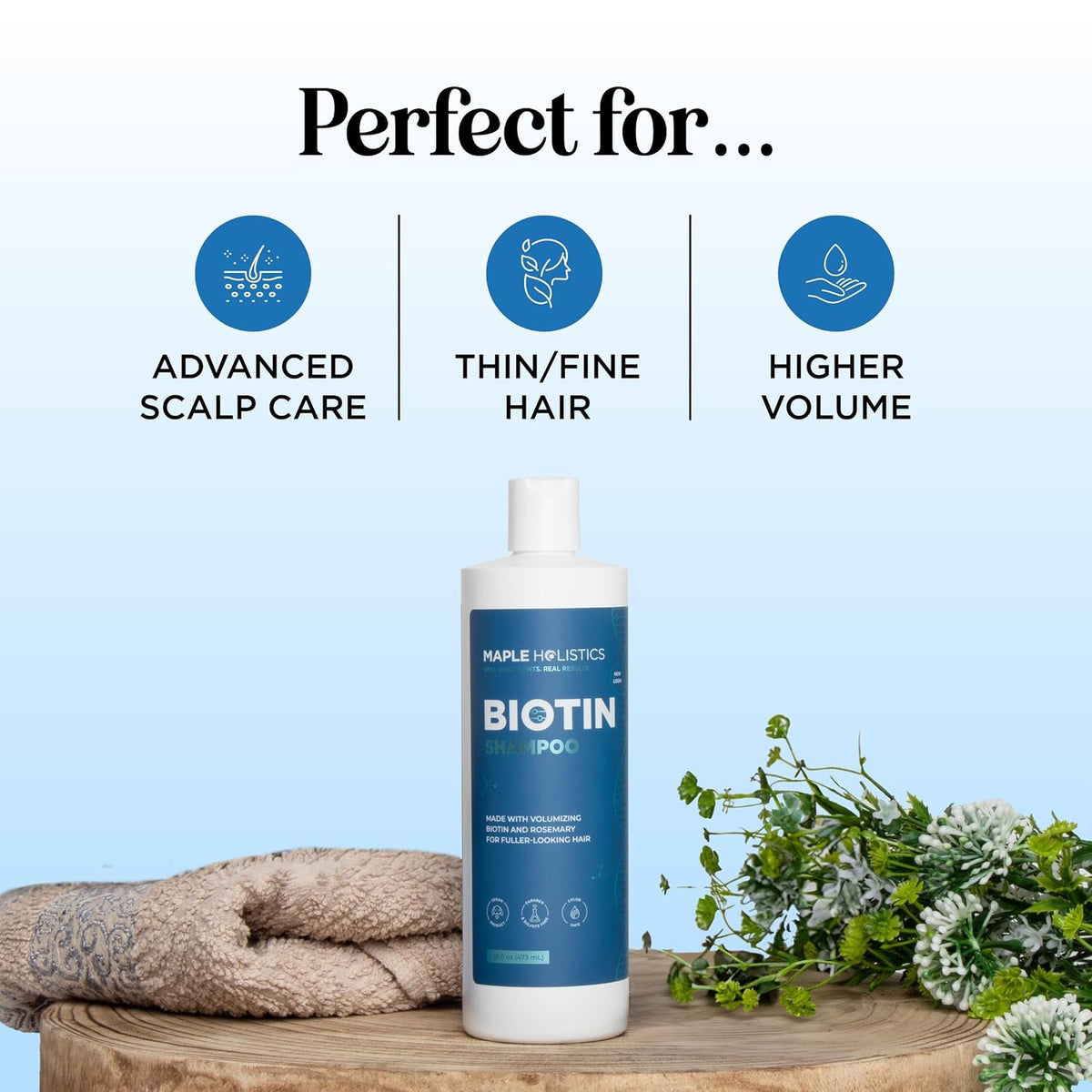 Rosemary Biotin Shampoo for Thinning Hair Vegan Volumizing Fine B