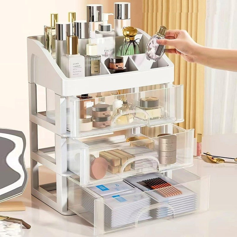 3-Drawer Makeup Organizer with Multi-Function Storage - Compact & Easy to Clean