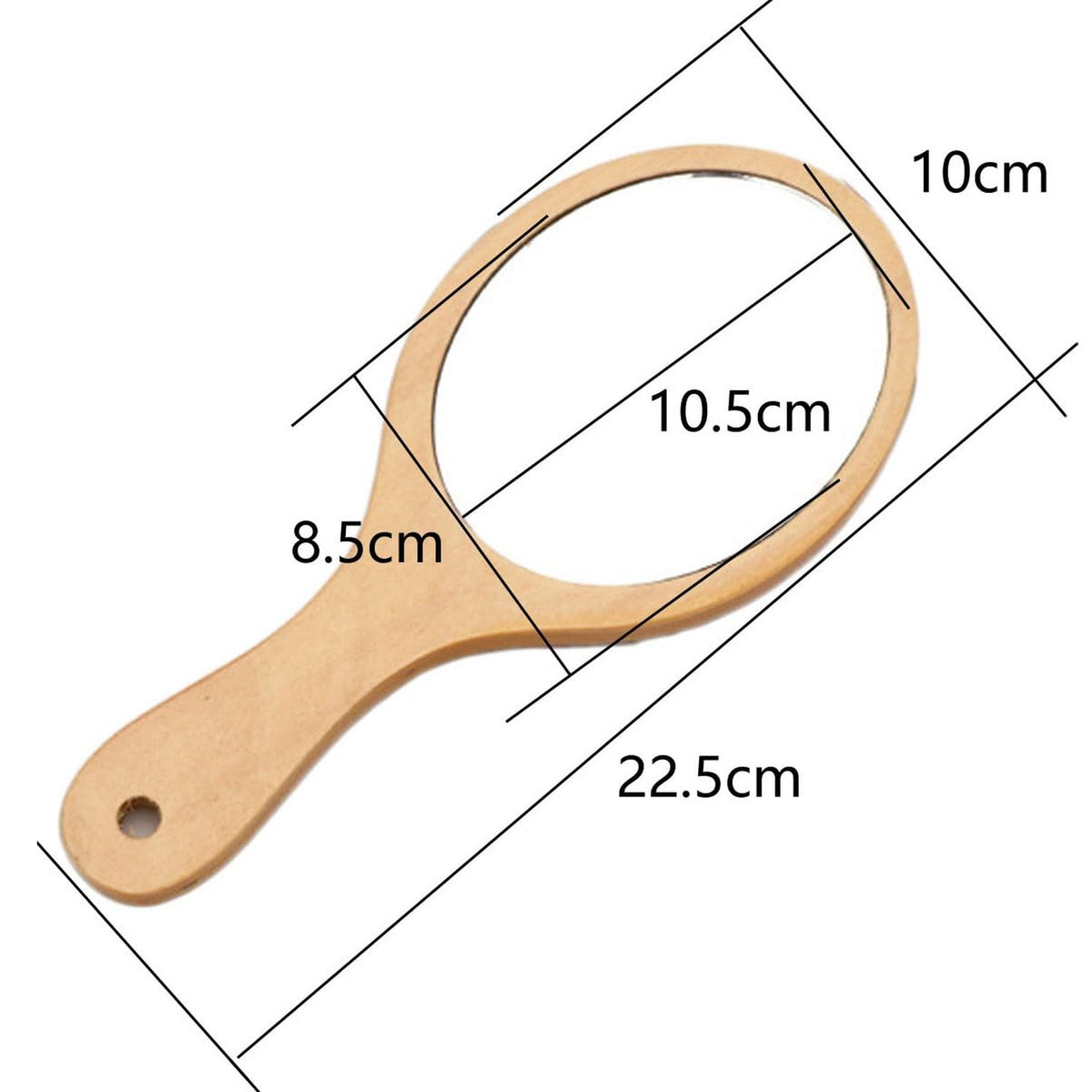 Wooden Handheld Makeup Mirror Oval with Handle - Single Side Vanity Mirror
