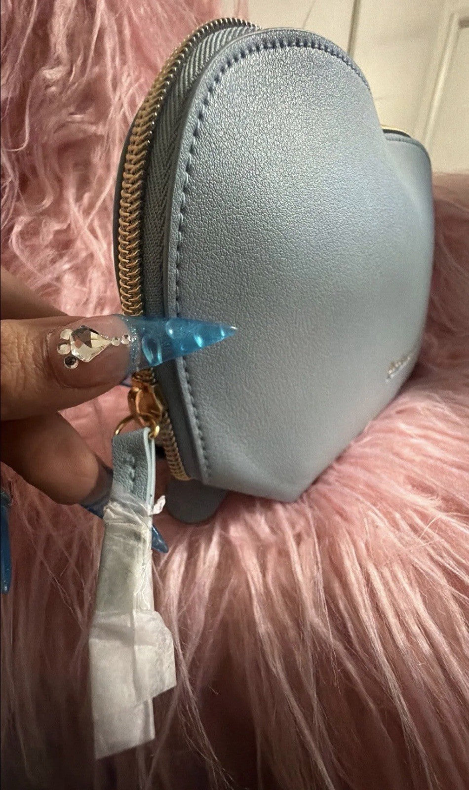Light Blue Cosmetic Bag for Travel & Makeup Storage