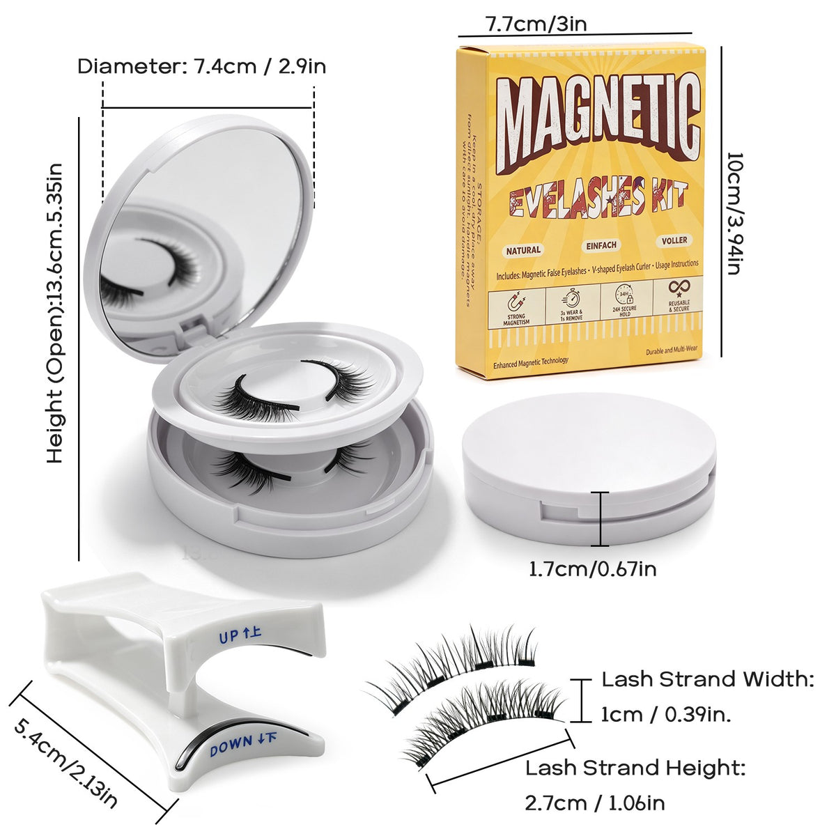 Magnetic Reusable Lash Kit – Natural Glam Eye Makeup Set with Eyelash Tools