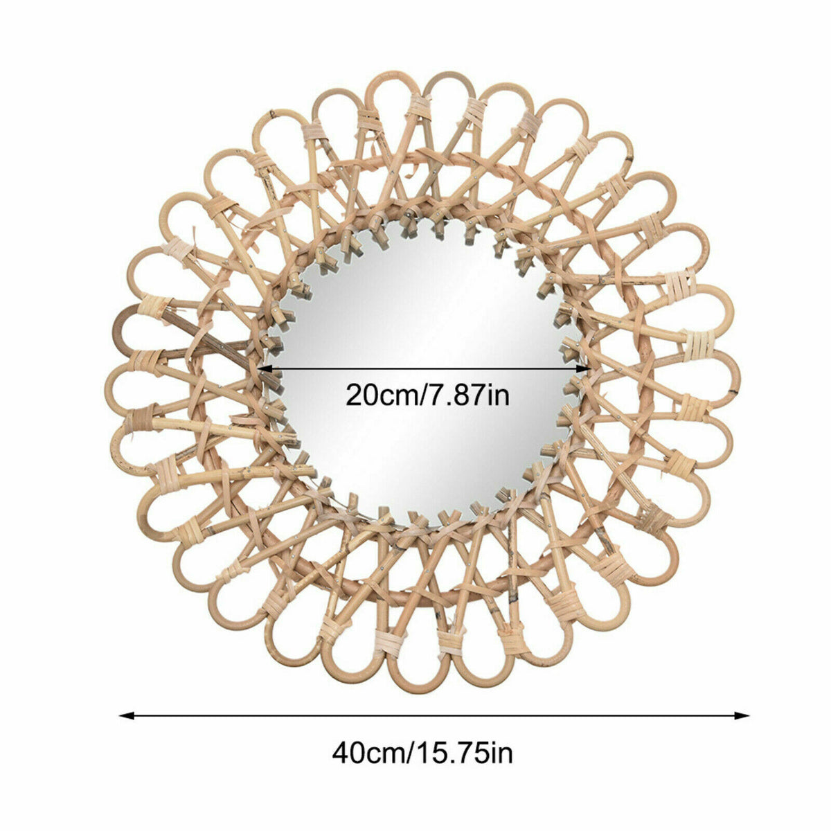 Nordic Style Rattan Wall Mirror - Space Saving Bathroom & Living Room Decor
