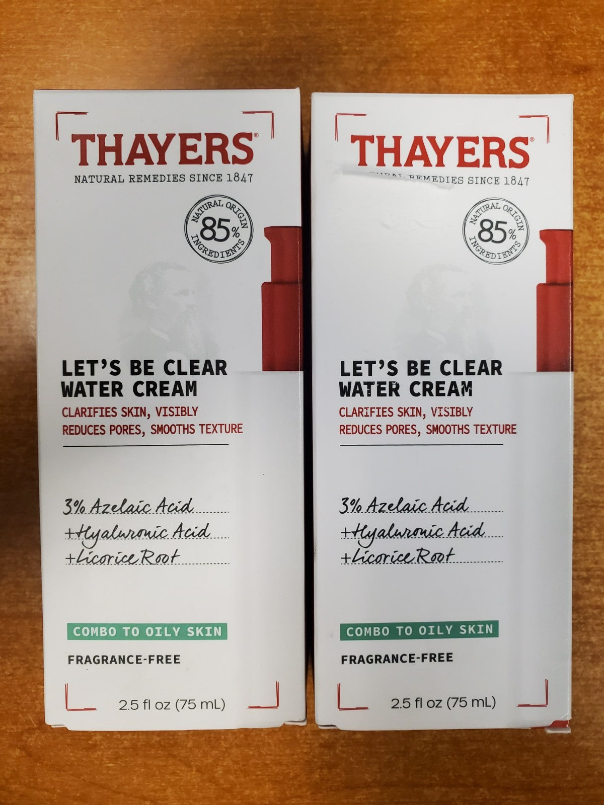 Water Face Cream for Oily Skin, 2.5 oz - 2 Pack