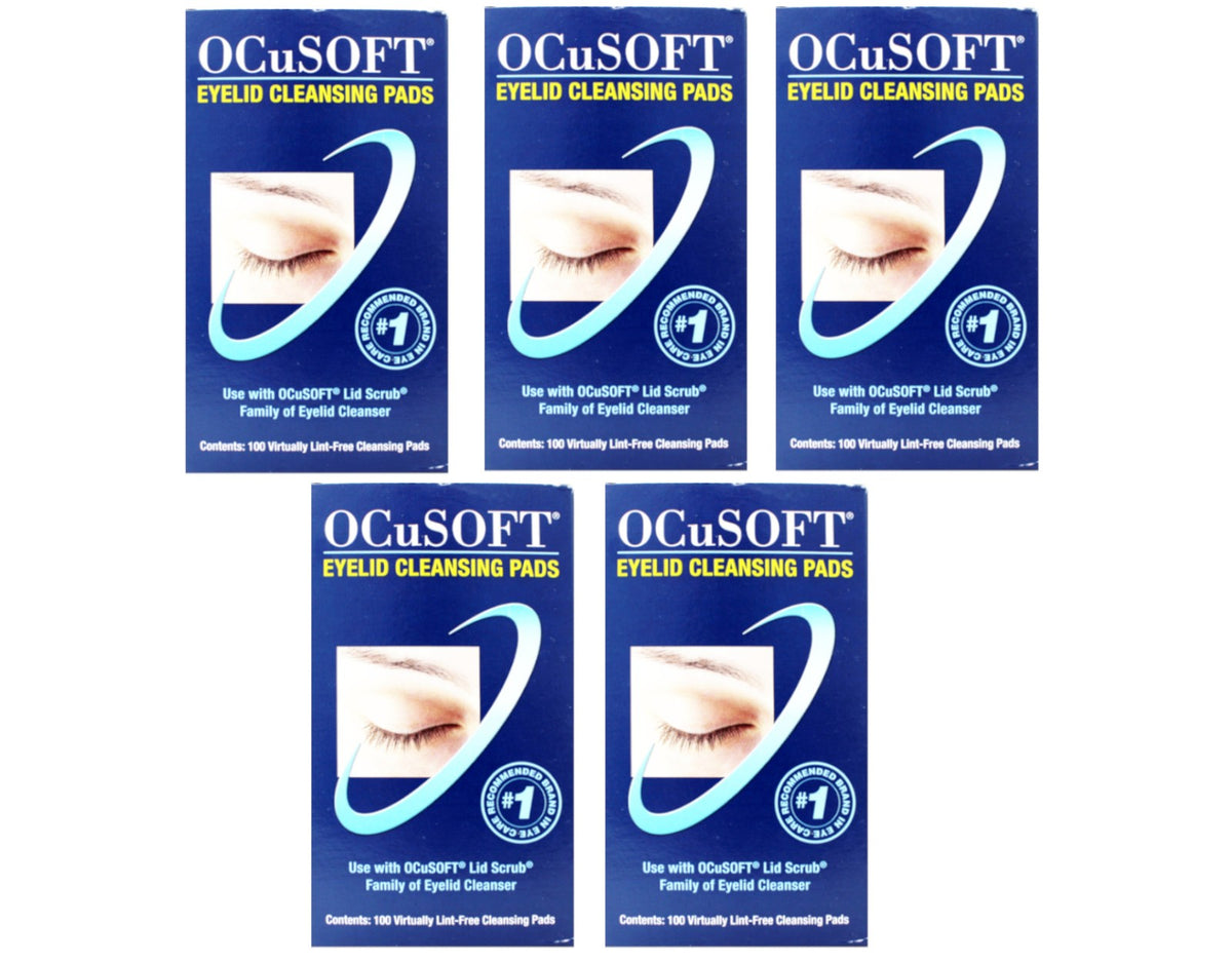 Eye Lid Cleansing Pads - 100 Count, Line-Free Eyelid Hygiene Pads 5 Pack