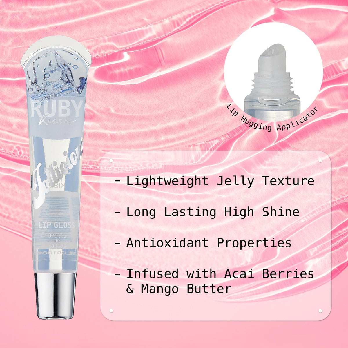 Jellicious Pink Cotton Candy Caramel Frappuccino Lip Gloss Set - Long Lasting Shine