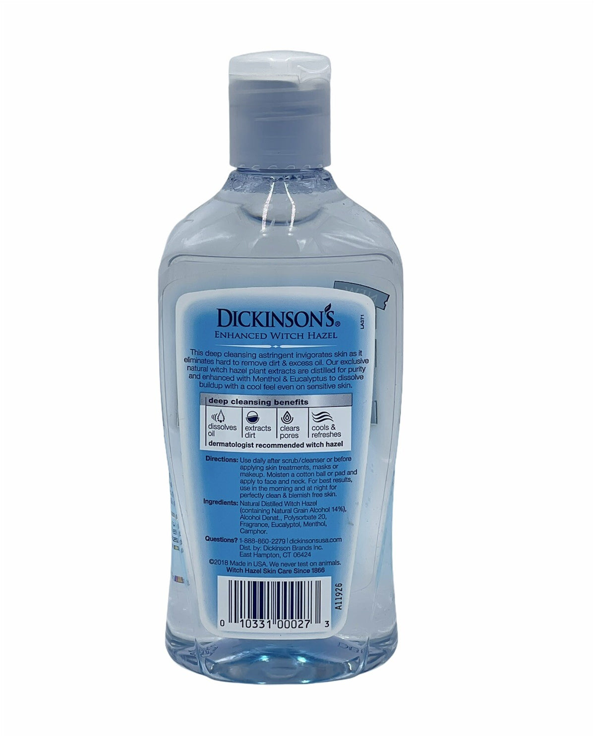 Dickinson's Witch Hazel Deep Cleansing Astringent Menthol Eucalyptus 16 oz 2 Pack