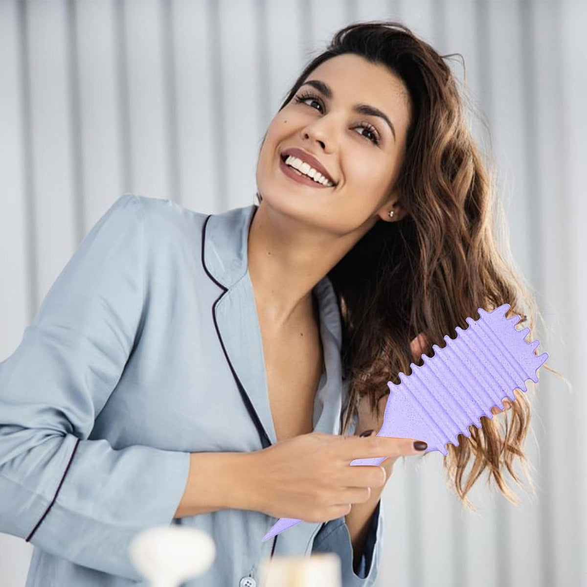 Ergonomic Curl Defining Hair Brush for All Hair Types - Gentle & Lightweight Purple