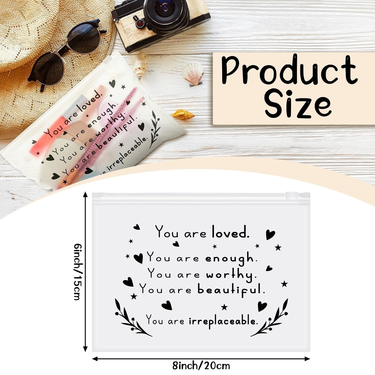 Inspirational Makeup Bags Set - 60 EVA Cosmetic Pouches for Women & Gifts