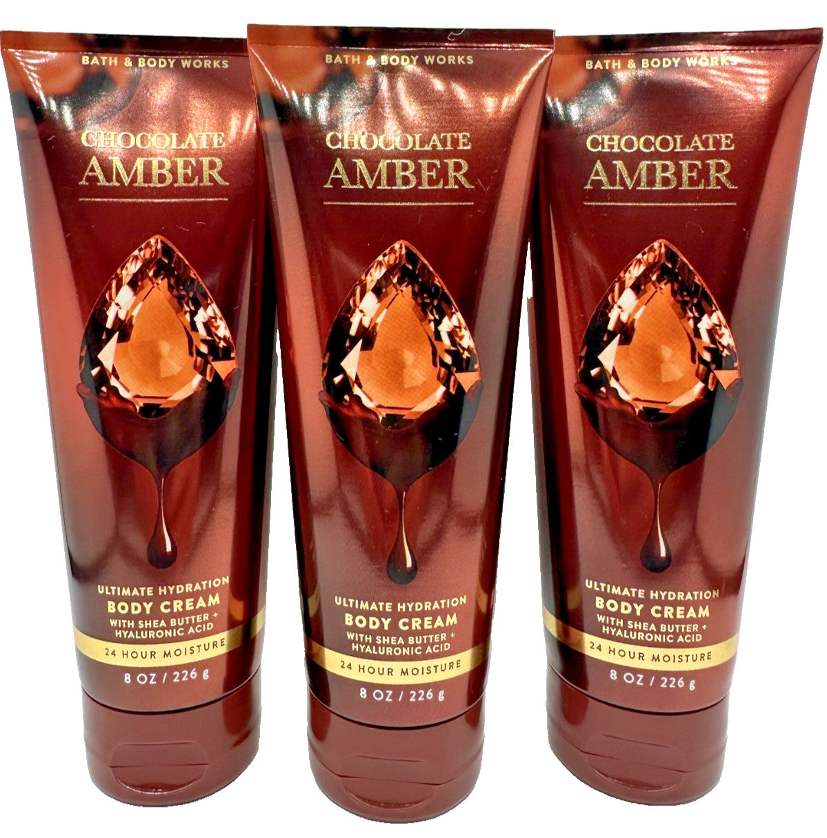 Chocolate Amber Body Cream Lotion 8 oz - Set of 3
