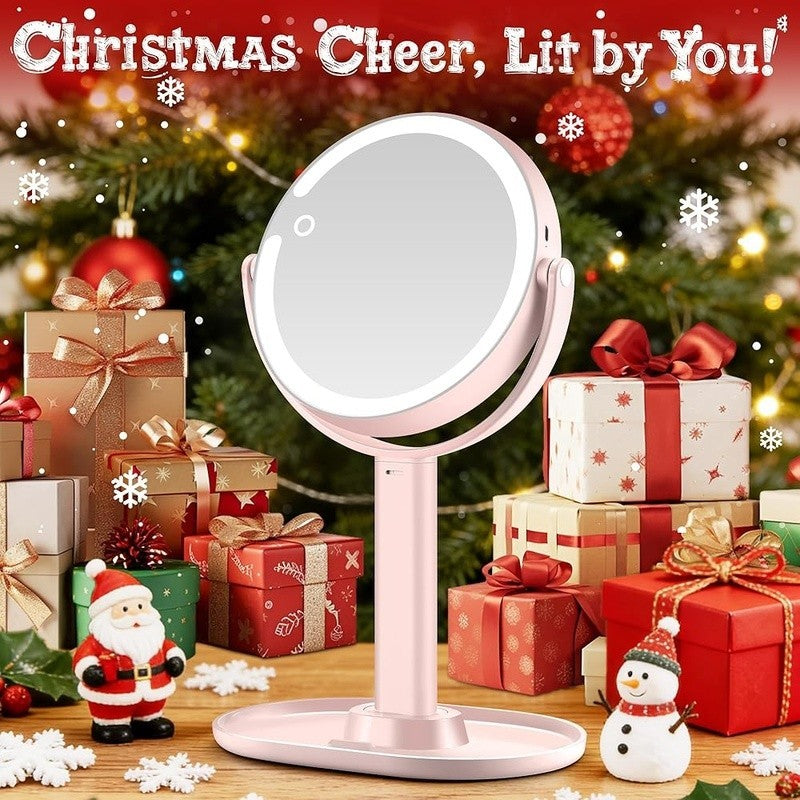 Lighted Magnifying Makeup Mirror with Adjustable Brightness & 360° Rotation