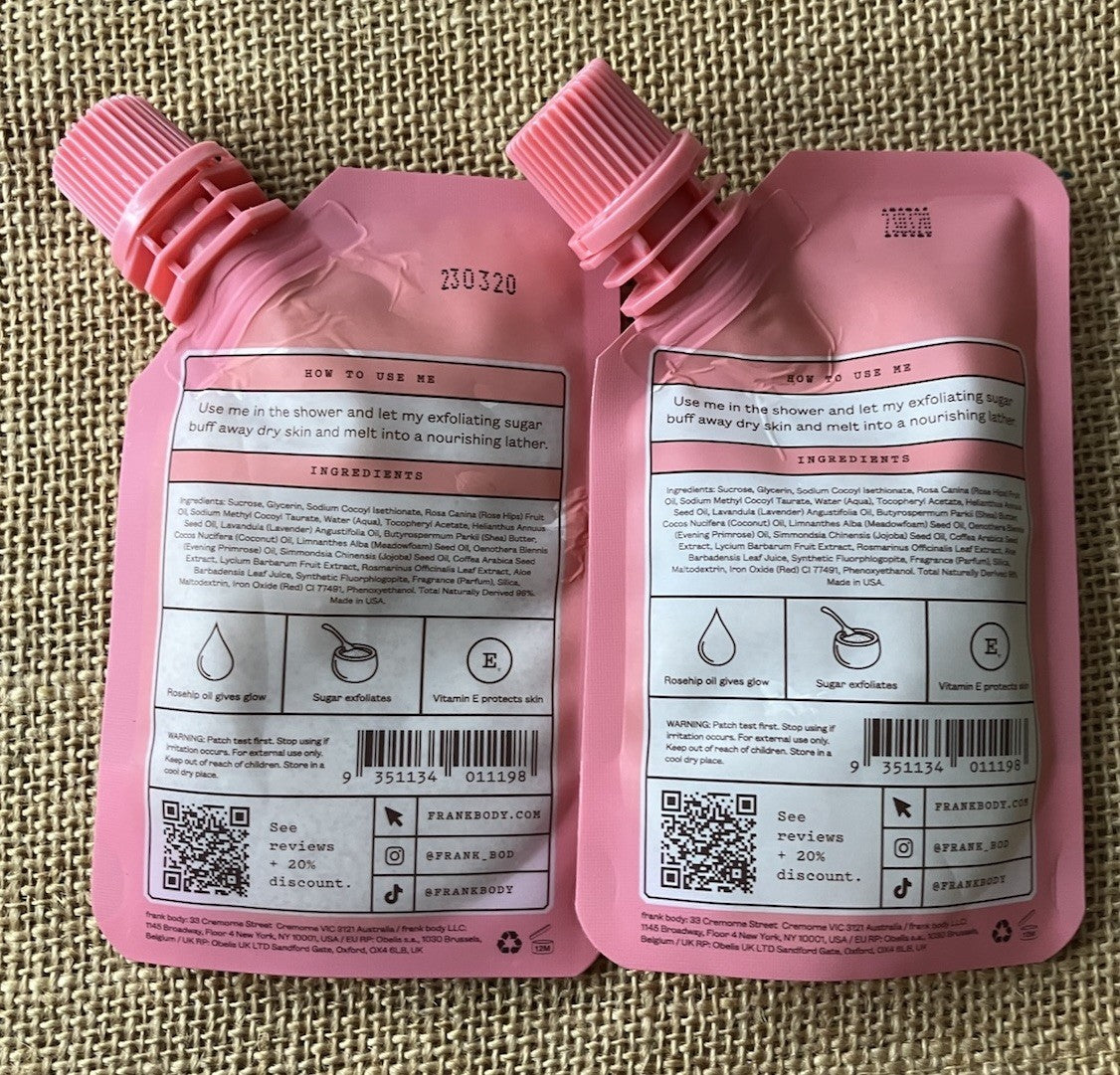 Frank Body Rosehip Scrub + Cleanser - 2 Travel sizes