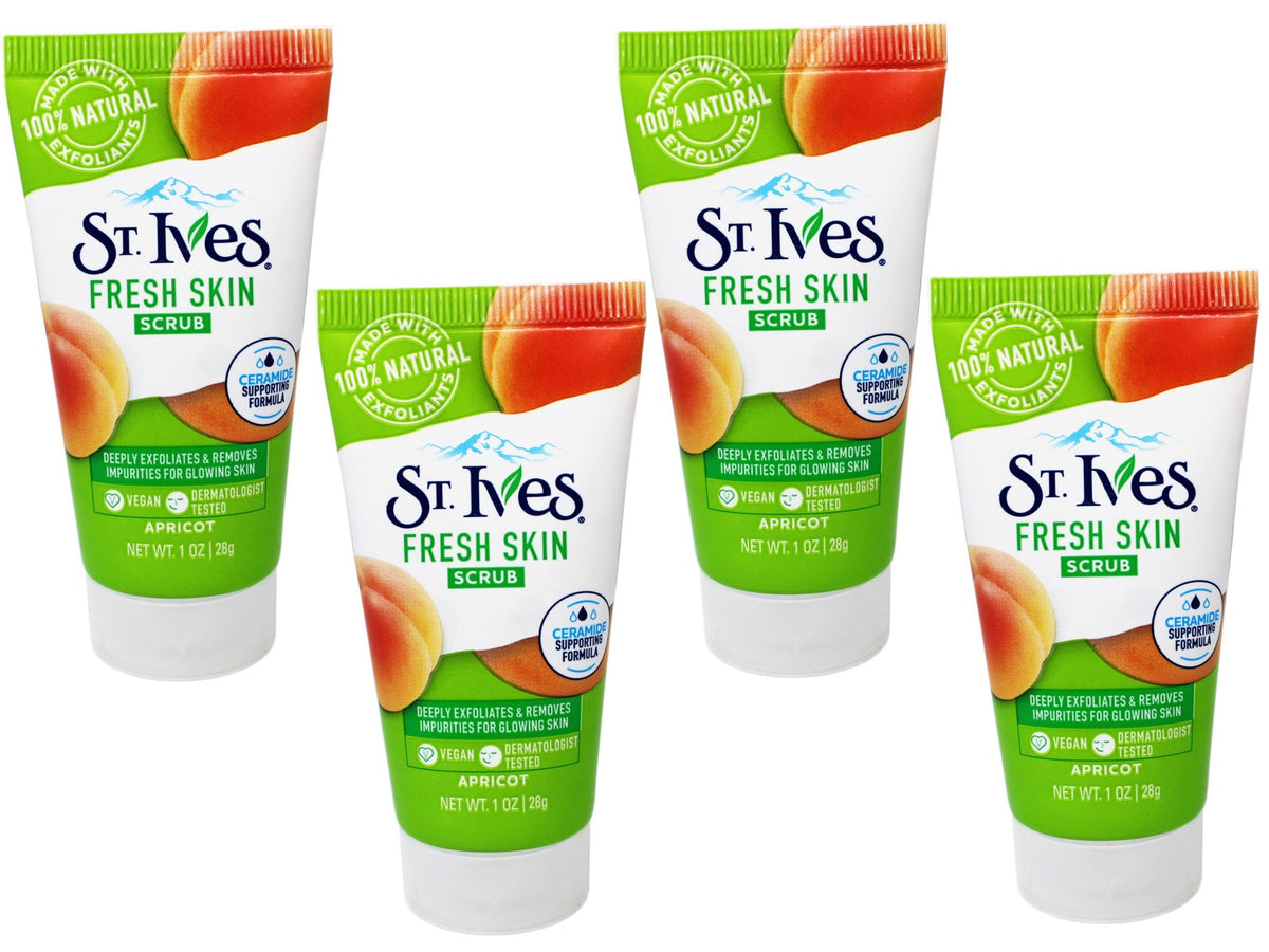 St. Ives Fresh Skin Scrub, Deep Exfoliator, Apricot, 1 OZ - 4 Pack