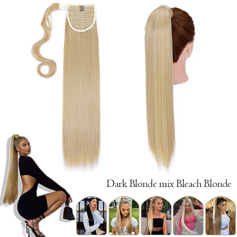 Mega Thick Wrap-On Ponytail Extensions - Natural Human Hair, Curly Wavy Straight