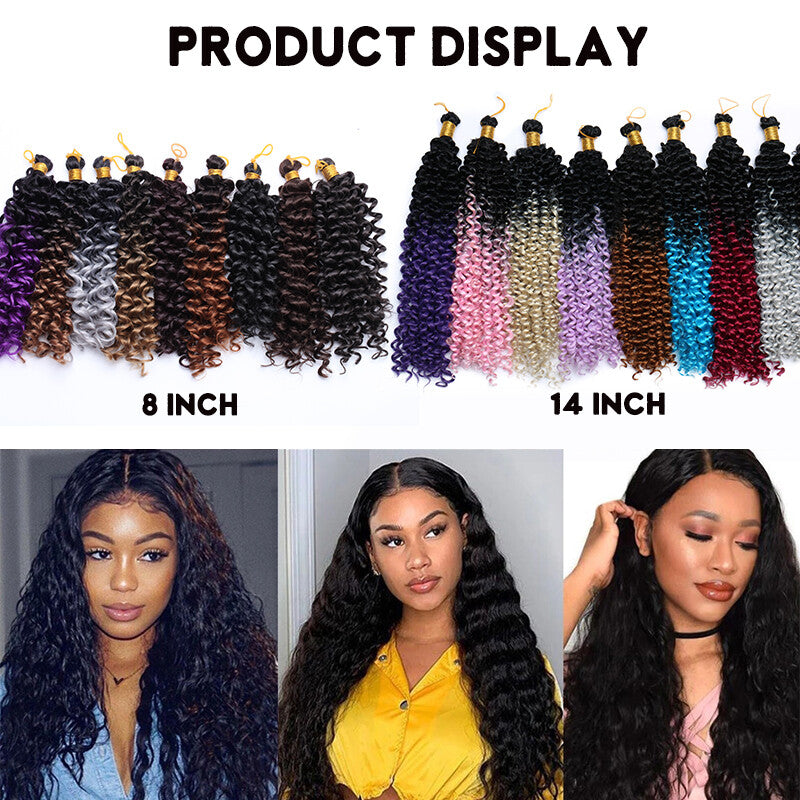 Hair Extensions Pre-Cilled Water Wave Crochet Braids Ombre 8-14 Inch