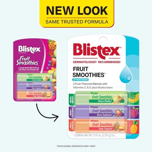 Lip Balm Set - 4 Pack Fruit Smoothies with Vitamins C & E