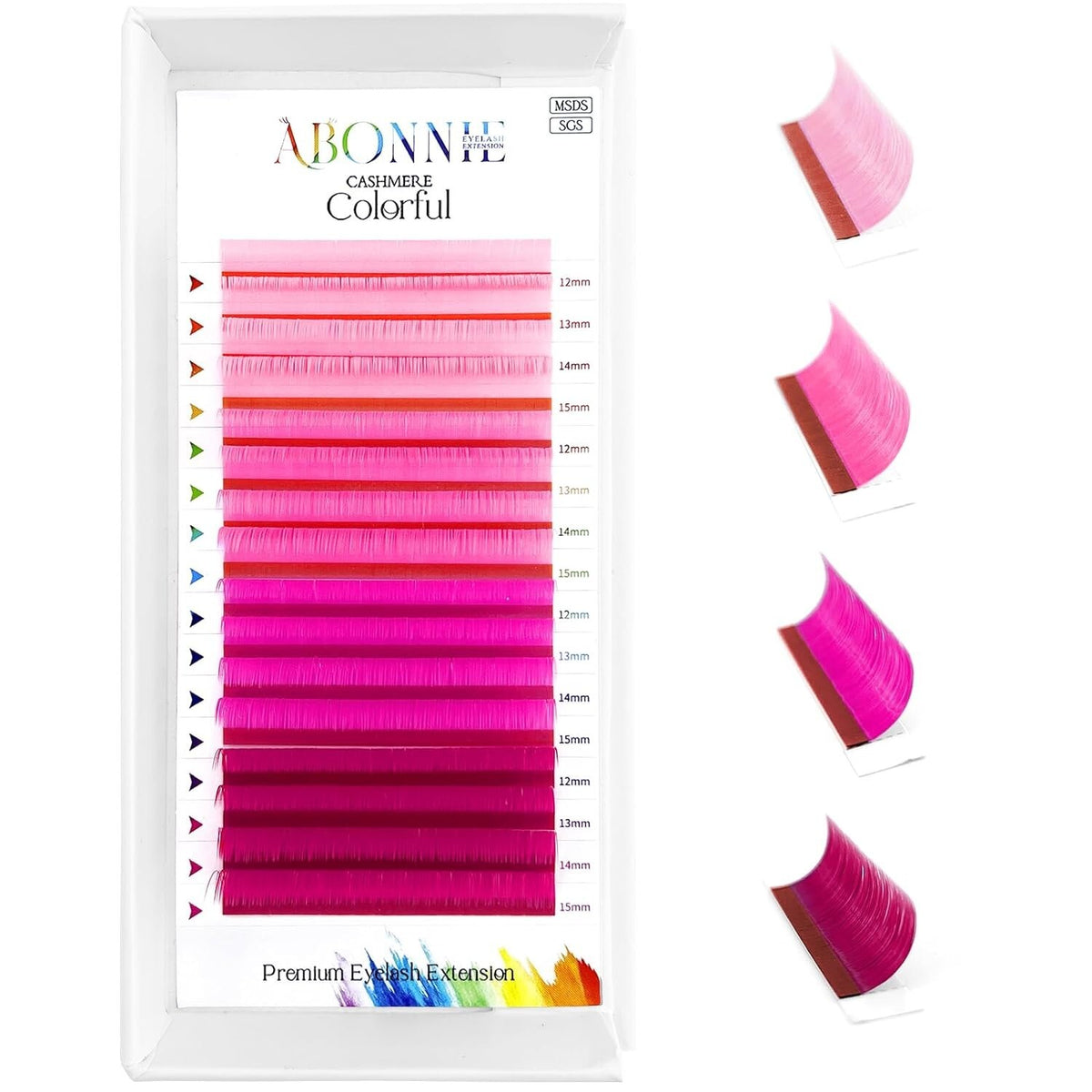 Colored Lash Extensions 16 Rows Cashmere 0.07 D Curl 16mm - Professional Eyelash Extensions