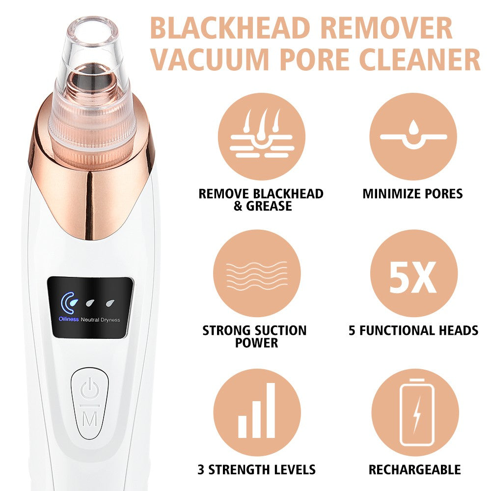 Blackhead Remover Vacuum with 3 Adjustable Suction Levels & Interchangeable Heads