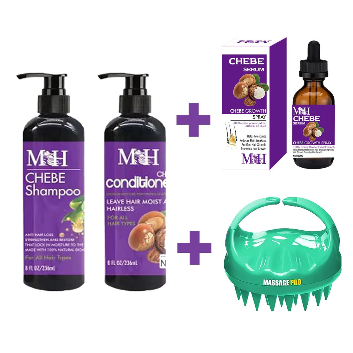 Chebe Hair Growth Set - Shampoo, Conditioner & Serum