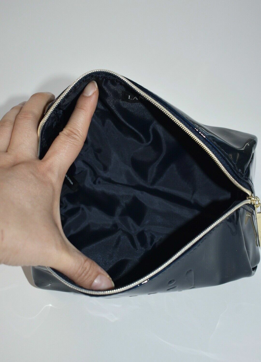 4-Pack Blue Makeup Bags with Zipper - Faux Leather Cosmetic Organizer