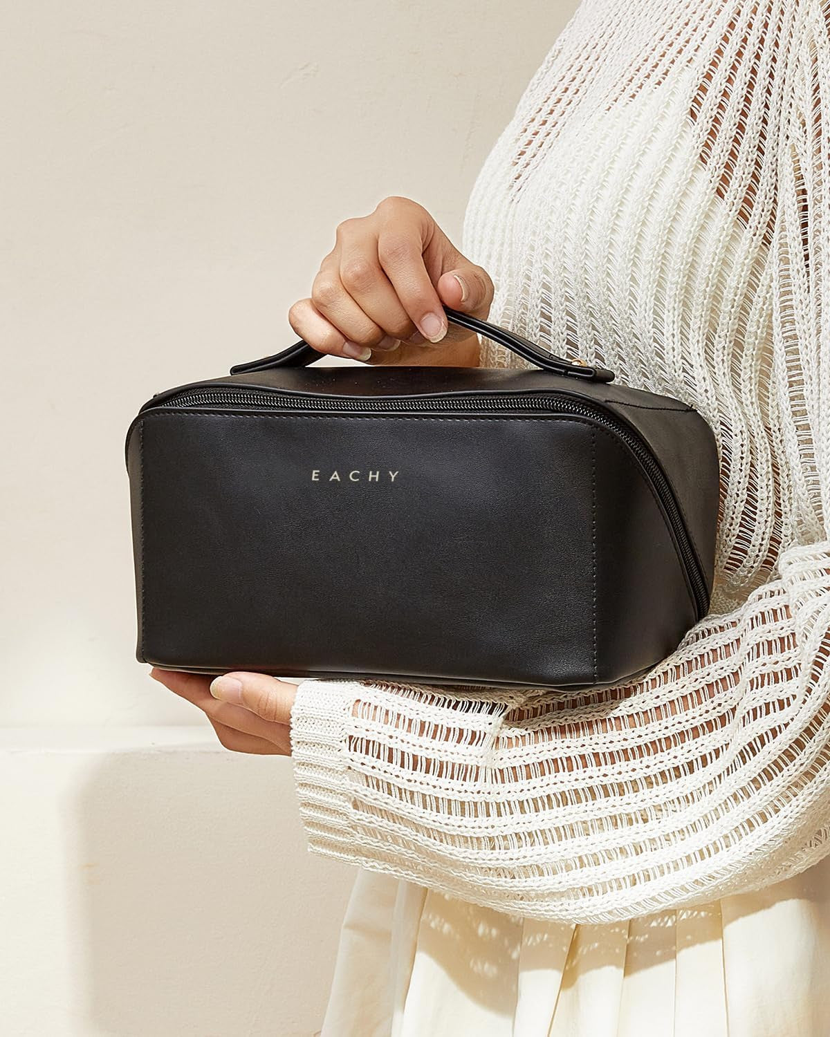 Travel Makeup Bag with Waterproof Fabric & Multiple Pockets - Large Capacity Cosmetic Organizer