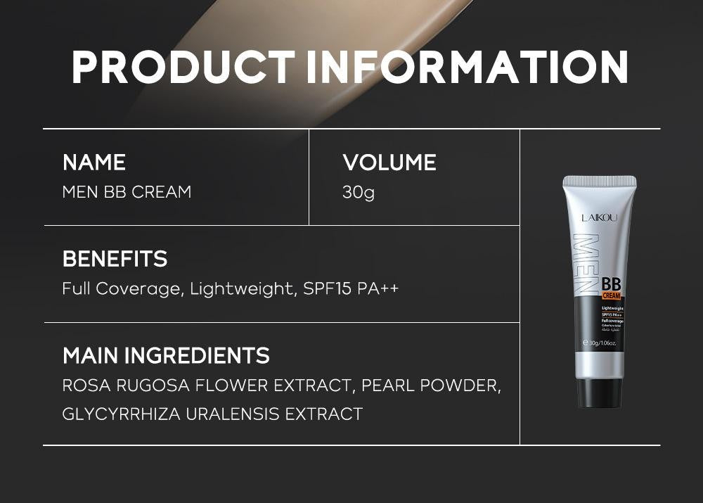 Men's Full Coverage Waterproof BB Cream Concealer with SPF 15 - Natural Tone