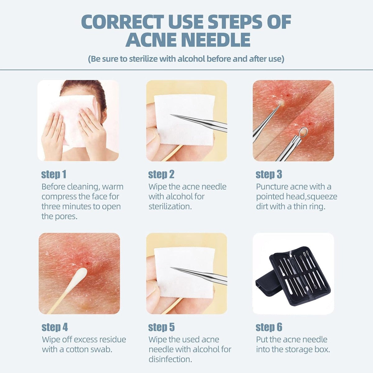 Blackhead Remover Kit with 16 Stainless Steel Comedone Extractors for Acne & Pimple Treatment