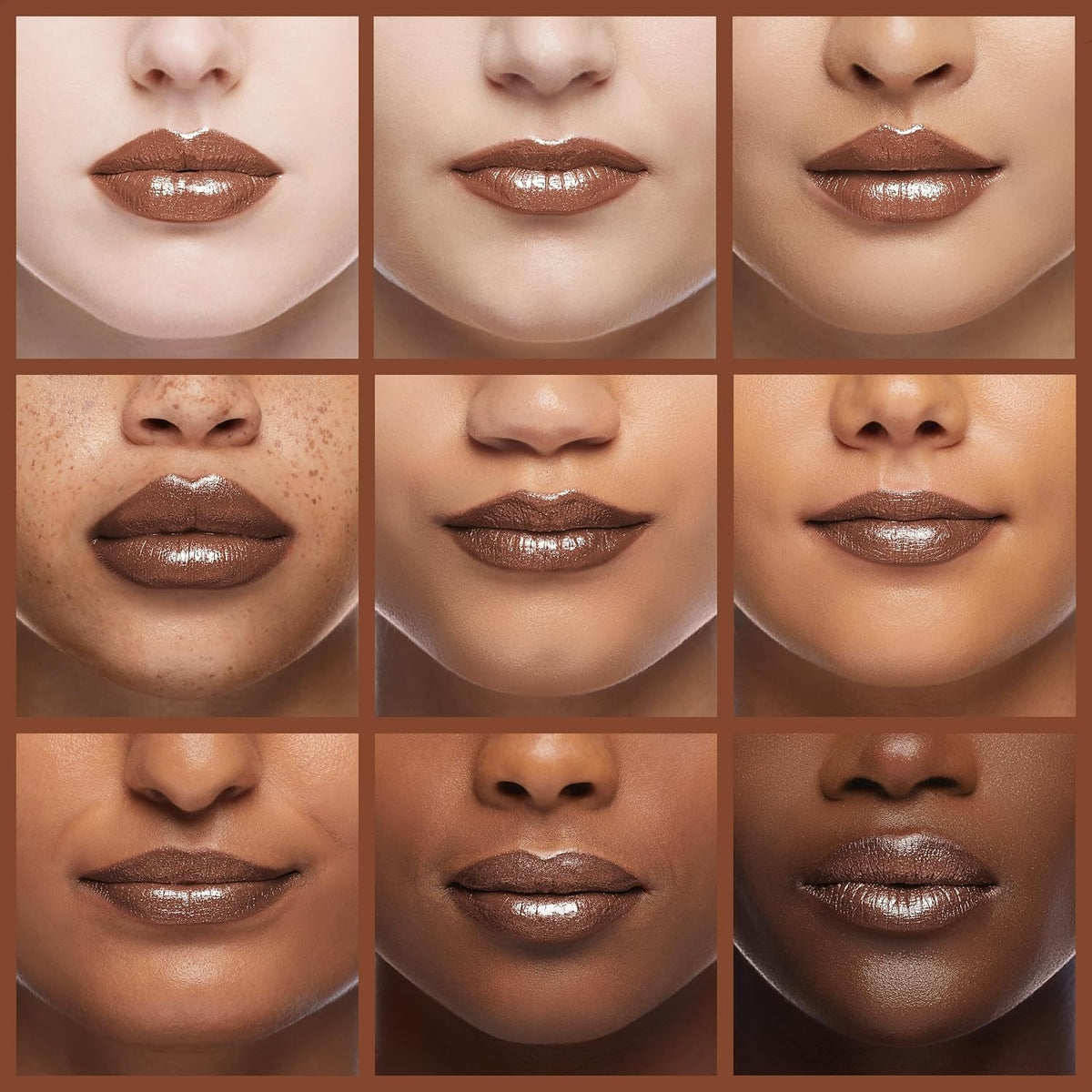 Dark Brown Lipstick with Glitter Finish - Hydrating, Long-Lasting Makeup