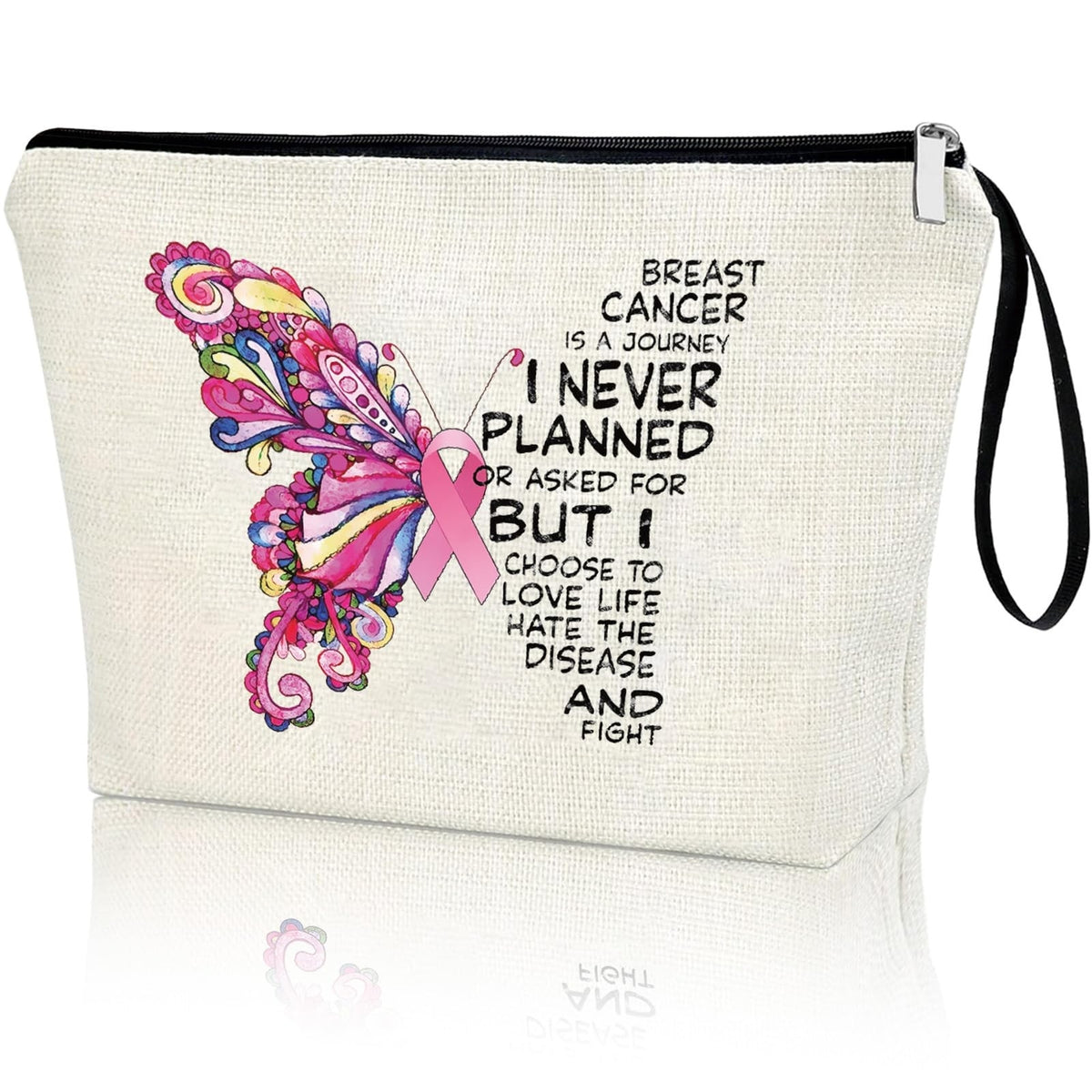 Inspirational Breast Cancer Awareness Makeup Bag for Women - Gift & Survivor Accessory