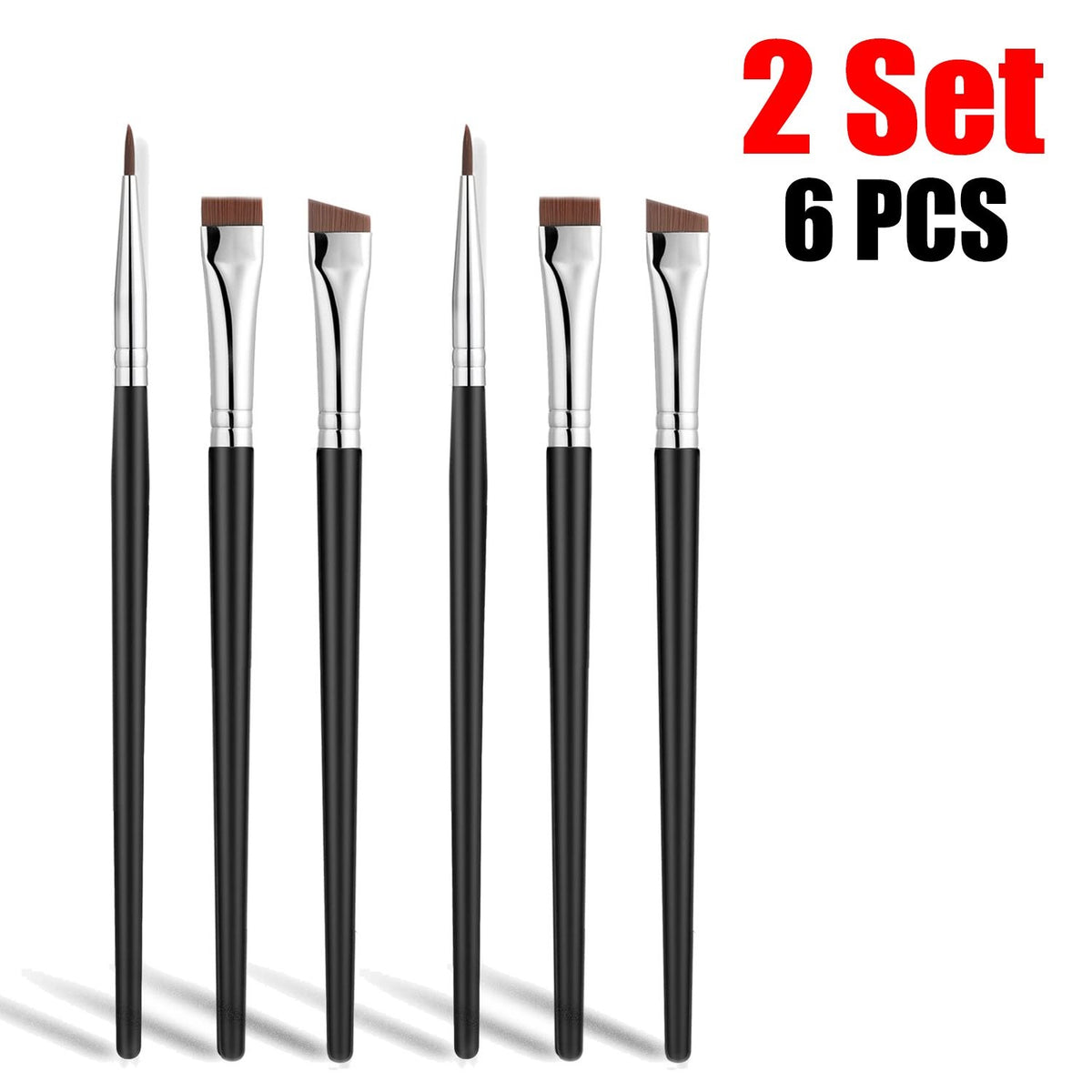 Eyebrow & Eyeliner Brush Set - Fine Angled & Flat Makeup Brushes