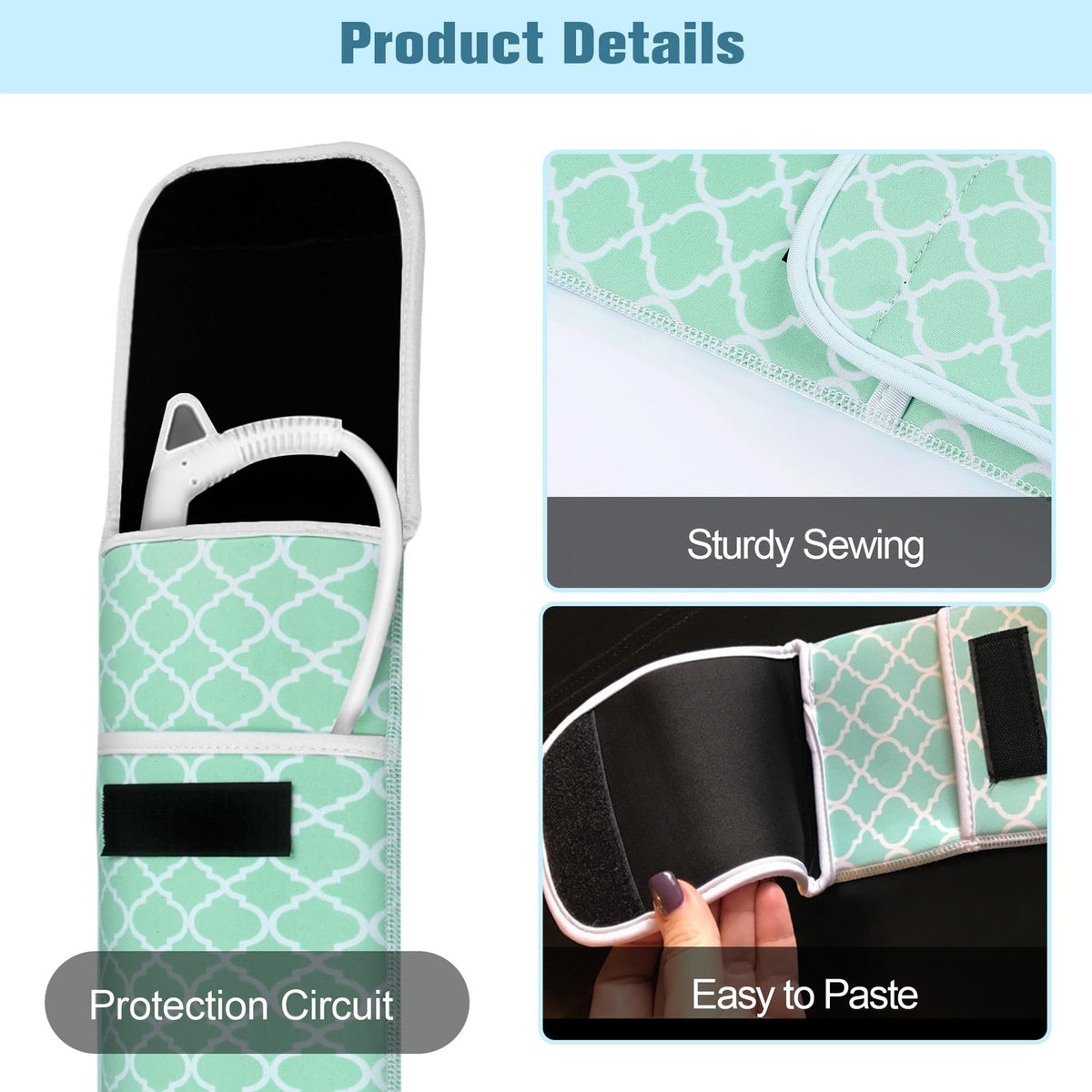 Heat Resistant Neoprene Curling Iron and Flat Iron Holder with Storage Pocket