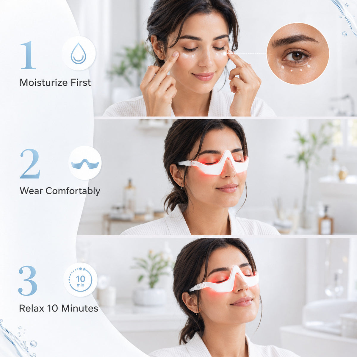 Red Light Therapy Eye Massager Device for Puffiness Bags Relaxation