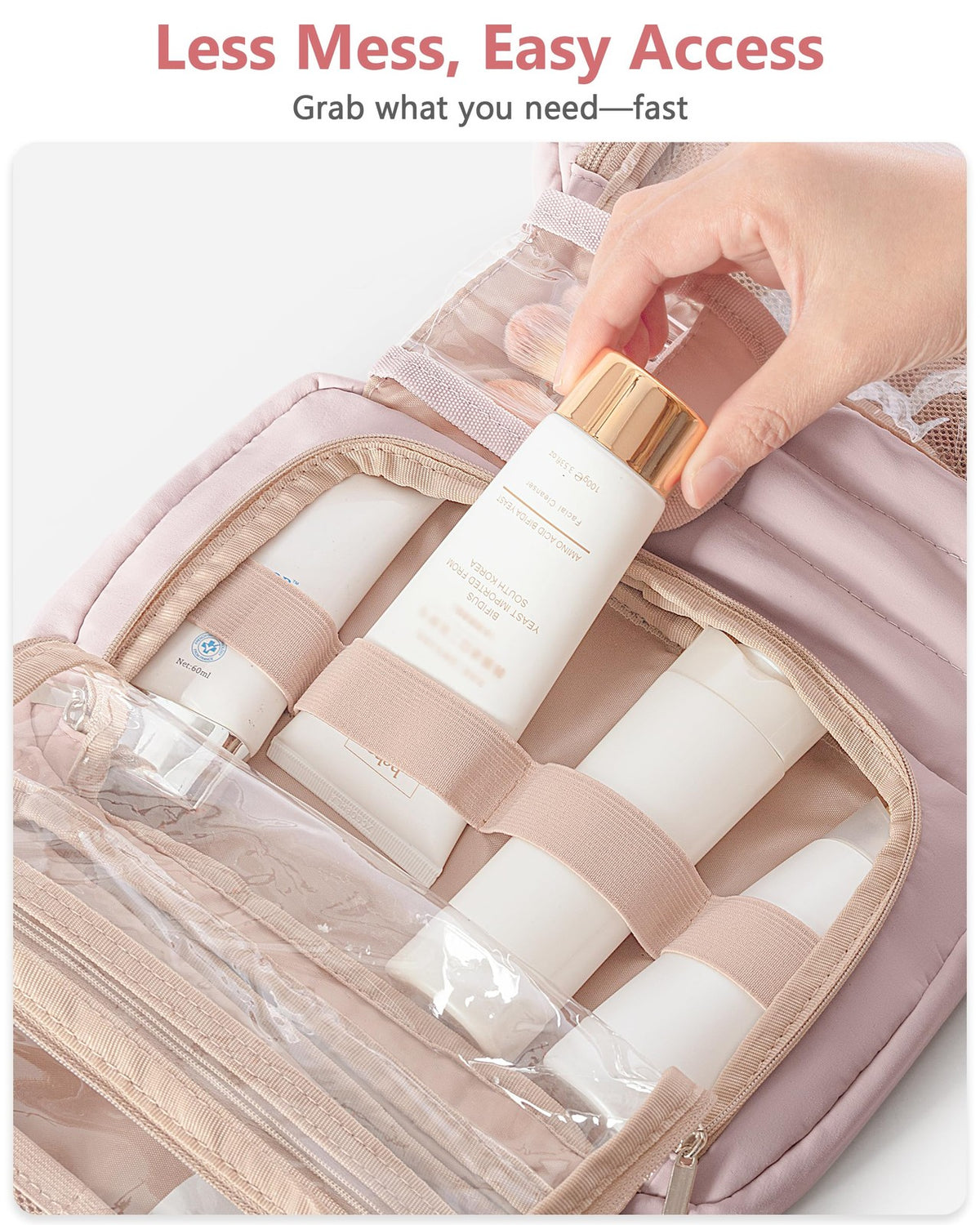 Travel Hanging Toiletry Bag for Women with 360 Swivel Hook and Multiple Compartments