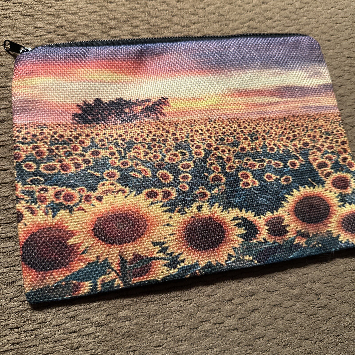 Colorful Sunflowers Fabric Makeup Bag Water Resistant Gift-Ready
