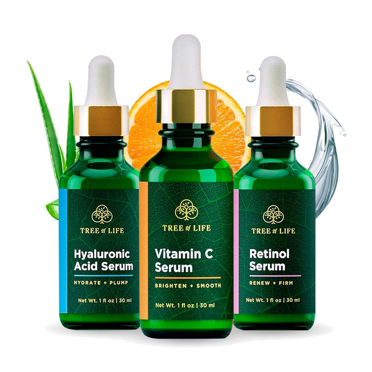 Brightening & Firming Skin Care Serum Trio - Hydrating Anti-Aging Set
