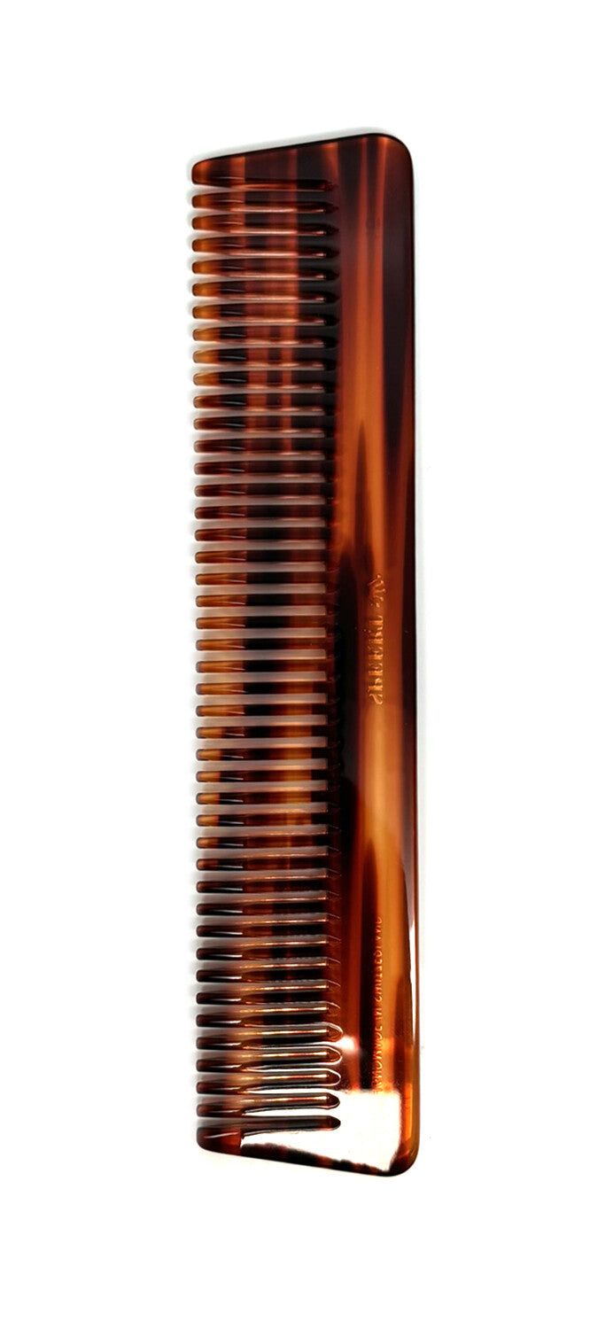 Handmade European Swiss Tortoise Comb - 7 3/8 x 1 9/16 Inch Havana Brown