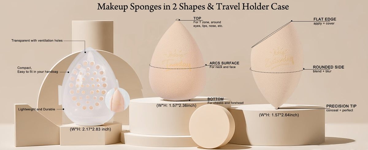 Makeup Sponge Set 7 Pcs Latex Beauty Blenders with Travel Case