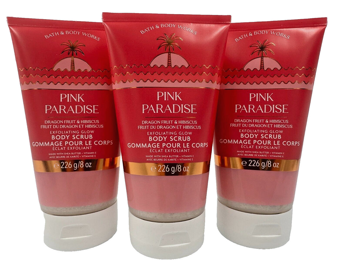 NEW Bath Body Works Lot of 3 Tubes Pink Paradise Exfoliating Glow