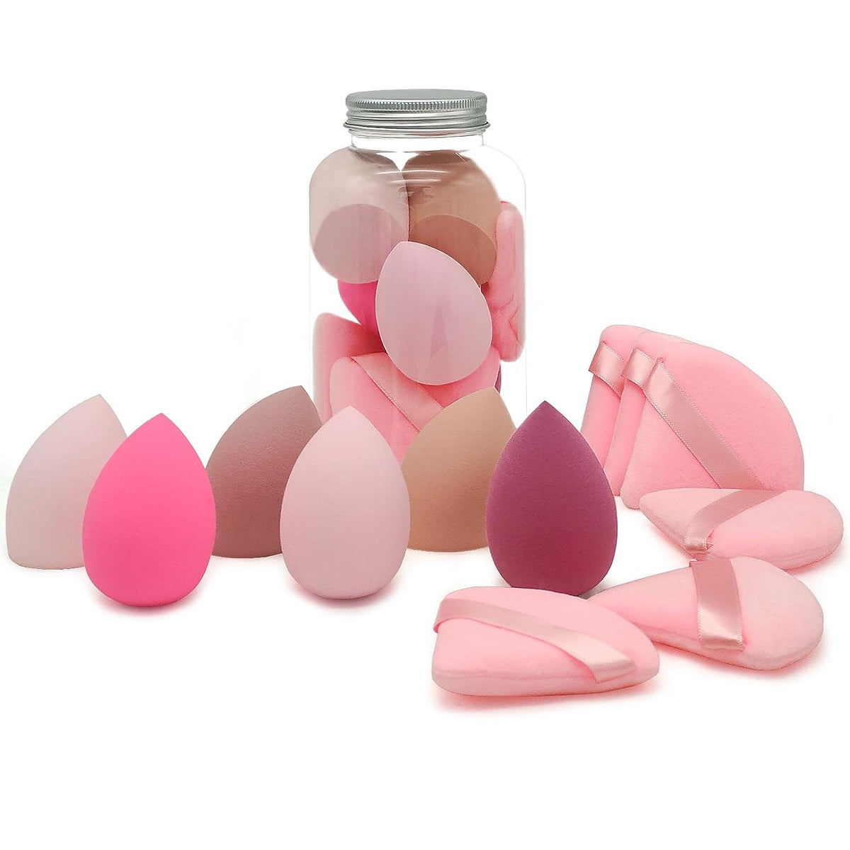 Professional Makeup Sponge Set with 6 Colorful Blending Sponges & Powder Puffs