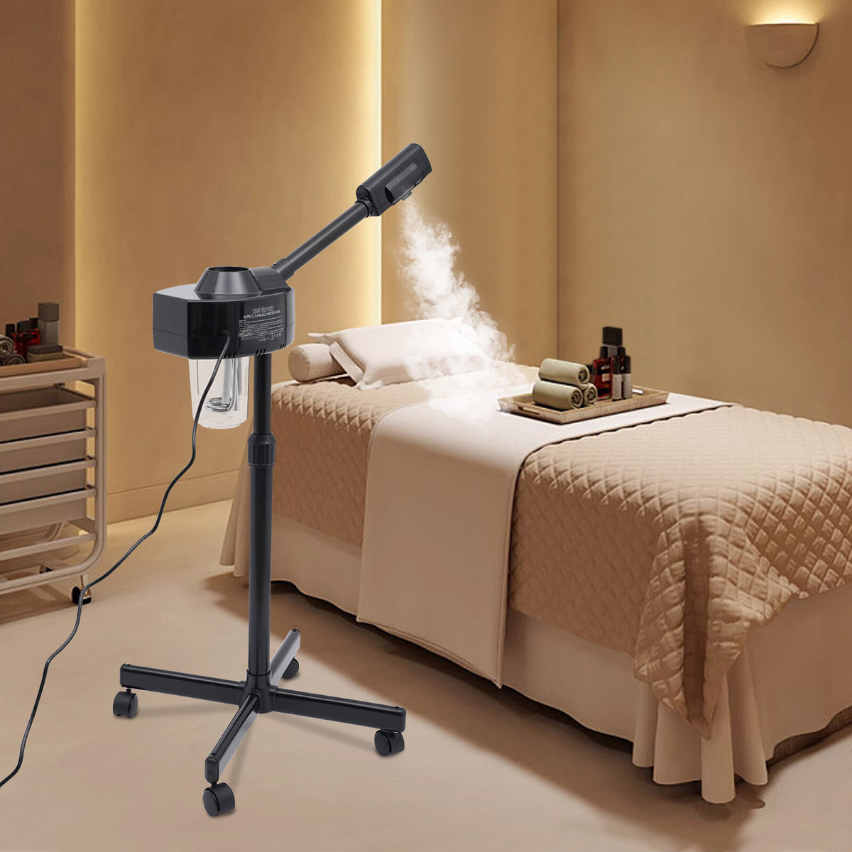 Professional Facial Steamer with Adjustable Head and Wheels 110V