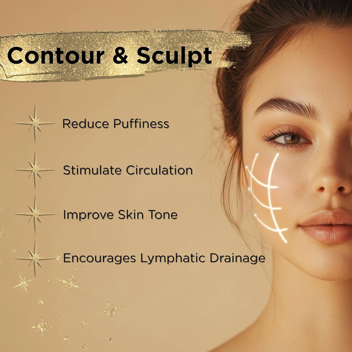 Lymphatic Contour Brush for Face and Neck - Facial Sculpting Tool for Lymphatic Drainage