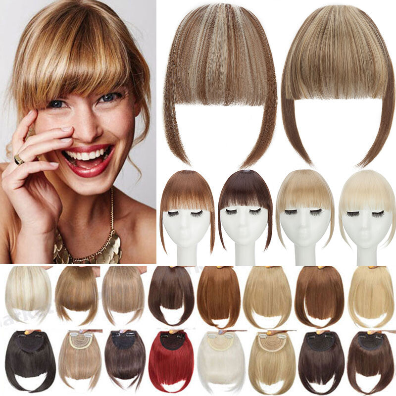Natural Thick Clip-In Fringe Bang Hair Extensions - Human Hair Look
