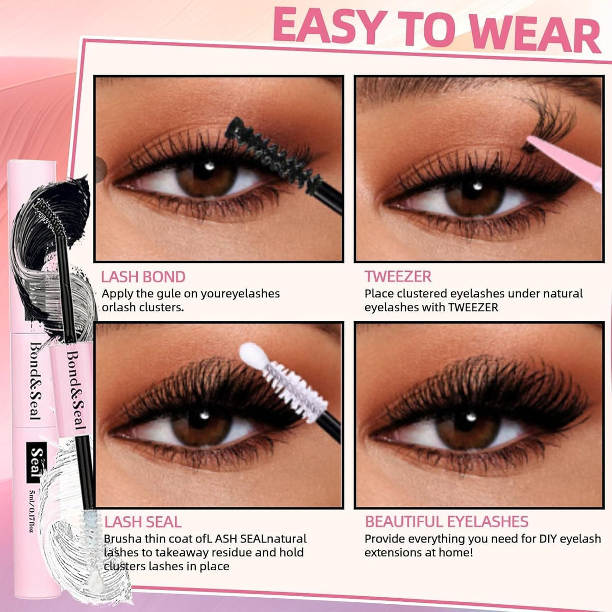 DIY Eyelash Extension Kit with 802 High-Quality Lash Clusters & Tools