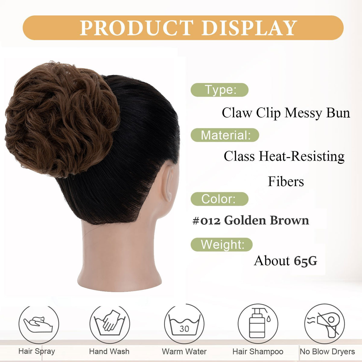 Natural Clip-In Messy Bun Hair Extension Hairpiece for Updo & Wedding