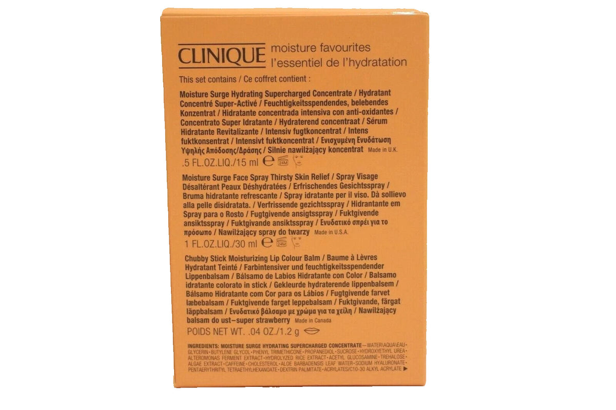 Clinique Moisture Favorite 3-Piece Skincare Set - Face Spray Lip Balm Concentrate