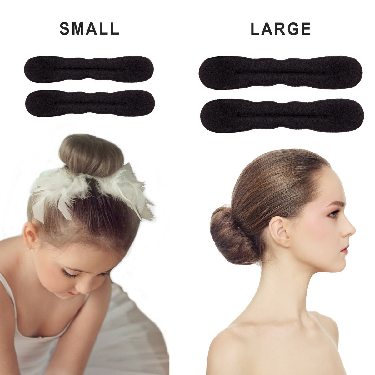 4pcs Black Magic Foam Sponge Bun Maker Hair Donut Ponytail Clip Twist