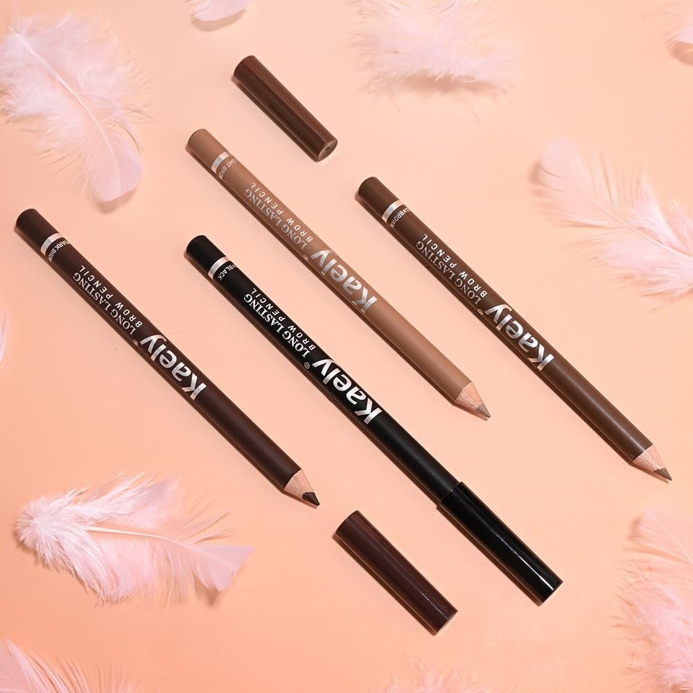 6-Piece Wooden Eyebrow & Eyeliner Pencil Set Waterproof & Smudge-Proof