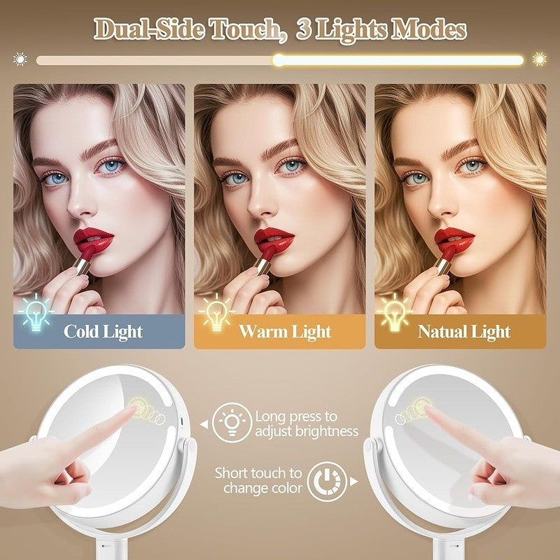 Lighted Makeup Mirror with 30X Magnification and Adjustable Brightness - 360° Rotation